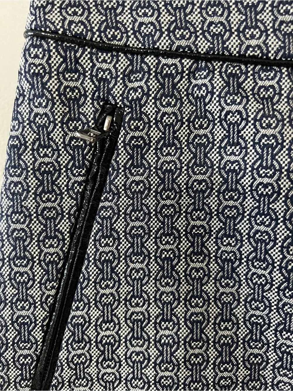 Tory Burch Chaumont Skirt Size 6 NWT Navy Ivory Gemini Print A-Line Zip Front